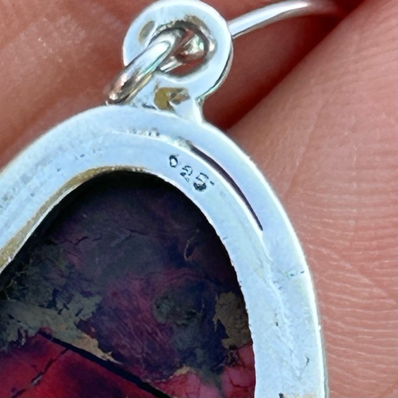 Red Dahlia sterling Silver 925 earrings - Picture 3 of 4